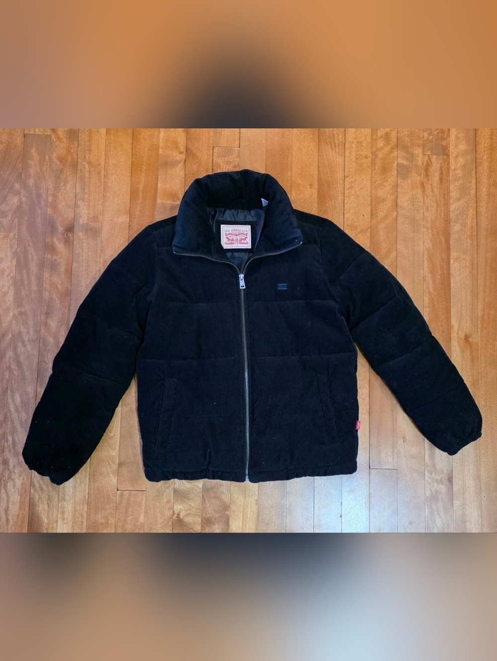 Levi's Womens Black Corduroy Puffer Jacket sz XS